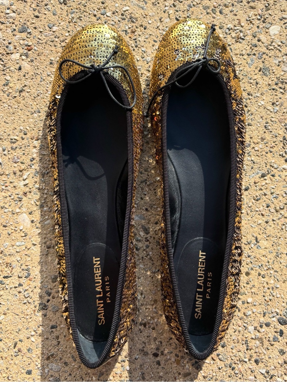 Saint Laurent Osiris Gold Sequin Ballet Flats size 40